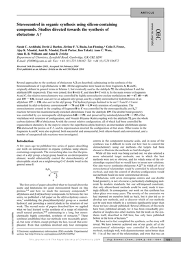 Stereocontrol in Organic Synthesis Using Silicon-Containing Compounds