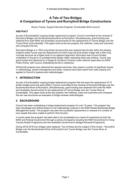 A Tale of Two Bridges a Comparison of Tyrone and Runnyford Bridge Constructions