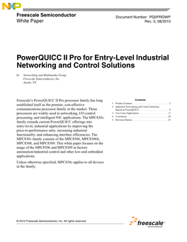 Powerquicc II Pro for Entry-Level Industrial Networking and Control Solutions by Networking and Multimedia Group Freescale Semiconductor, Inc