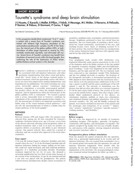 Tourette's Syndrome and Deep Brain Stimulation