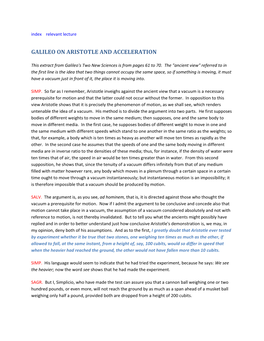 Galileo on Aristotle and Acceleration