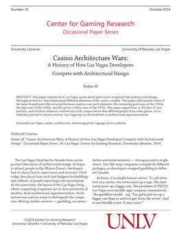 Center for Gaming Research Casino Architecture Wars