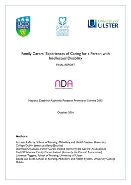 Family Carers' Experiences of Caring for a Person with Intellectual Disability