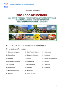 Pro Loco Nei Borghi Una Rete Di Pro Loco Per La Valorizzazione Del Territorio, Tradizioni, Folklore Ed Enogastronomia Dell'appennino Forlivese E Cesenate