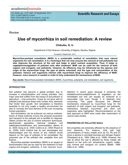 Use of Mycorrhiza in Soil Remediation: a Review