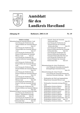 Amtsblatt Für Den Landkreis Havelland