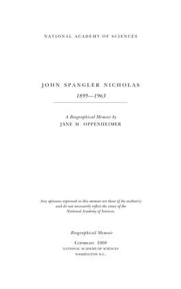 John Spangler Nicholas