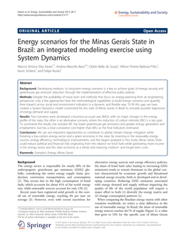 Energy Scenarios for the Minas Gerais