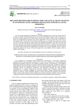 Relation Between Pre-Warning Time and Actual Train Velocity in Automatic Level Crossing Signalling Systems at Level Crossings