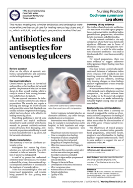 Antibiotics and Antiseptics for Venous Leg Ulcers