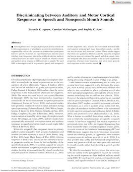 Discriminating Between Auditory and Motor Cortical Responses to Speech and Nonspeech Mouth Sounds