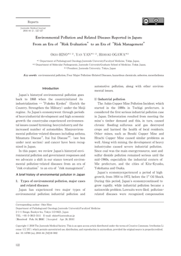 Environmental Pollution and Related Diseases Reported in Japan: from an Era Of“Risk Evaluation”To an Era Of“Risk Management”