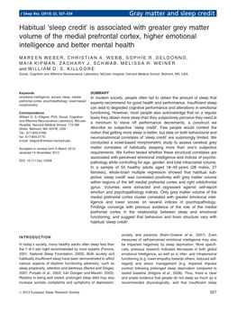 Habitual Sleep Credit Is Associated with Greater Grey Matter Volume Of