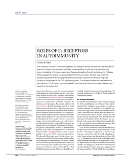 ROLES of Fc RECEPTORS in AUTOIMMUNITY