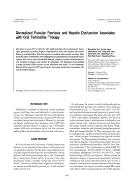 Generalized Pustular Psoriasis and Hepatic Dysfunction Associated with Oral Terbinafine Therapy