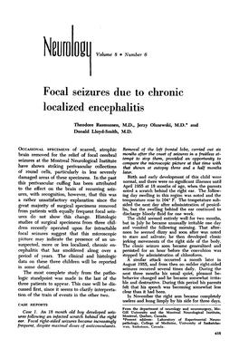 Focal Seizures Due to Chronic Localized Encephalitis