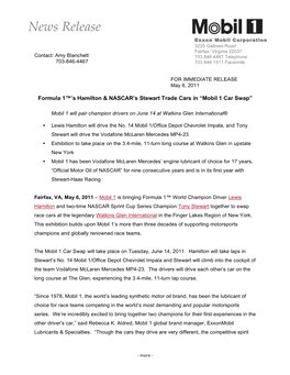 Mobil 1 Car Swap Global Press Release FINAL 05-05-11-1