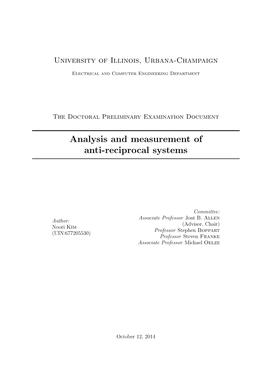 Analysis and Measurement of Anti-Reciprocal Systems