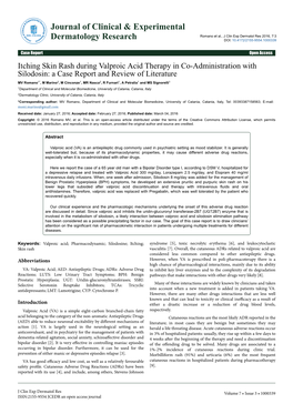 Itching Skin Rash During Valproic Acid Therapy in Co-Administration With