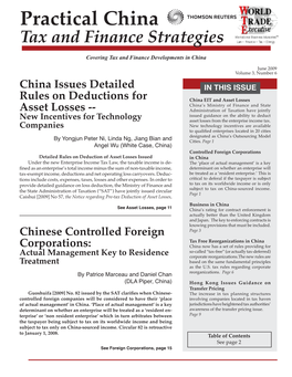 Practical China Tax and Finance Strategies Covering Tax and Finance Developments in China