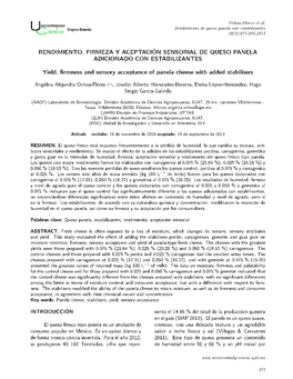 Rendimiento, Firmeza Y Aceptación Sensorial De Queso Panela Adicionado Con Estabilizantes