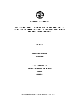 Pentingnya Perlindungan Hukum Terhadap Batik Jawa Dalam Ekonomi Kreatif Ditinjau Dari Hukum Perdata Internasional