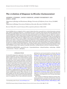 The Evolution of Diapause in Rivulus (Laimosemion)