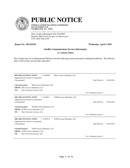 PUBLIC NOTICE FEDERAL COMMUNICATIONS COMMISSION 445 12Th STREET S.W