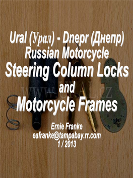 Steering Column Locks Motorcycle Frames