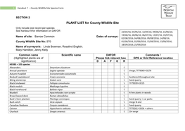 County Wildlife Site Species Form