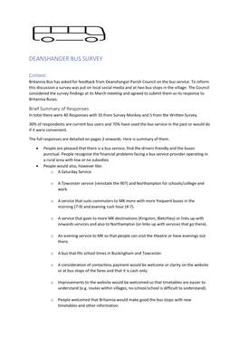 Deanshanger Bus Survey