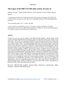 The Legacy of the SIR-C/X-SAR Radar System: 25 Years On