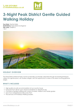 3-Night Peak District Gentle Guided Walking Holiday