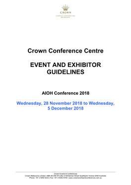 Crown Conference Centre EVENT and EXHIBITOR GUIDELINES