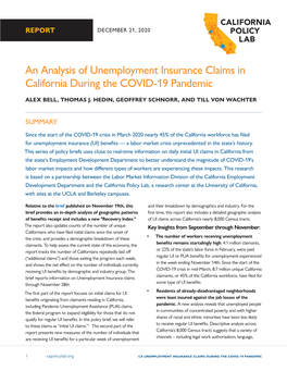 An Analysis of Unemployment Insurance Claims in California During the COVID-19 Pandemic