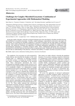 Minireview Challenges for Complex Microbial Ecosystems: Combination of Experimental Approaches with Mathematical Modeling