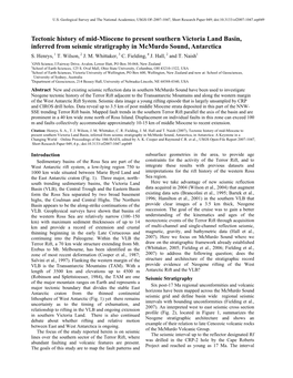 Tectonic History of Mid-Miocene to Present Southern Victoria Land Basin, Inferred from Seismic Stratigraphy in Mcmurdo Sound, Antarctica S