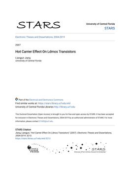 Hot Carrier Effect on Ldmos Transistors