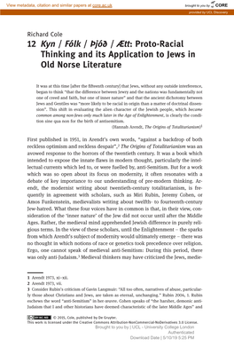 Proto-Racial Thinking and Its Application to Jews in Old Norse Literature