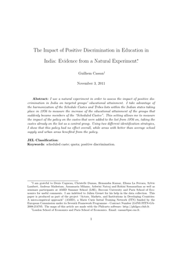 The Impact of Positive Discrimination in Education in India: Evidence From