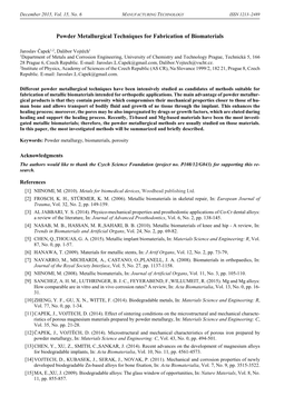 Powder Metallurgical Techniques for Fabrication of Biomaterials