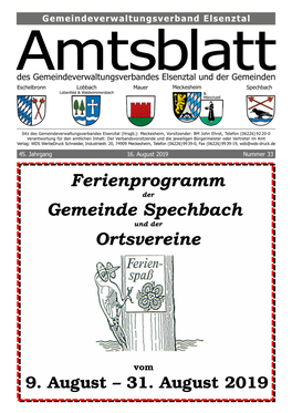 Ferienprogramm Gemeinde Spechbach Ortsvereine