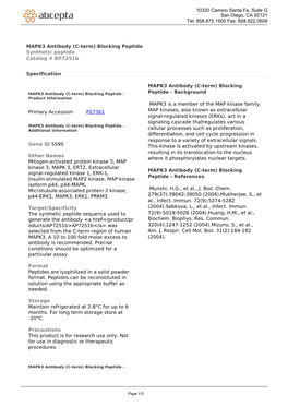 MAPK3 Antibody (C-Term) Blocking Peptide Synthetic Peptide Catalog # Bp7251b