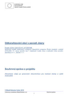 Odkanalizování Obcí V Povodí Jizery Souhrnná Zpráva O Projektu