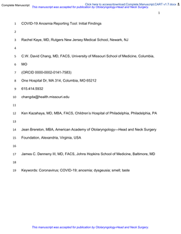 COVID-19 Anosmia Reporting Tool: Initial Findings