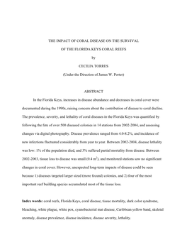 The Impact of Coral Disease on the Survival of The