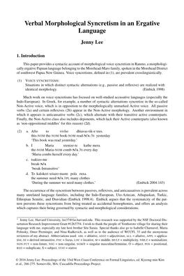 Verbal Morphological Syncretism in an Ergative Language