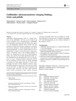 Gallbladder Adenomyomatosis: Imaging Findings, Tricks and Pitfalls