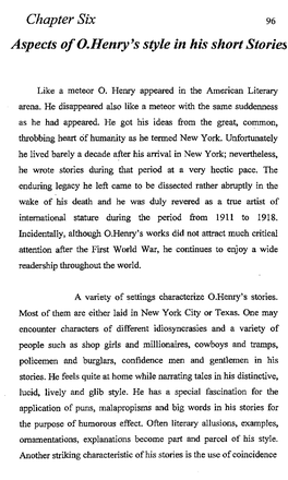 Chapter Six 96 Aspects of O.Henry ^S Style in His Short Stories