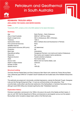 RENMARK TROUGH AREA (INCLUDING the NADDA and BERRI BASINS) Links Tenements (PDF; Contains a Link to the DSD Website for the Latest Information)